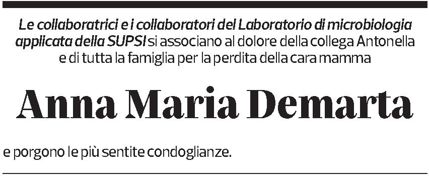 Annuncio funebre Anna Maria Demarta-monti
