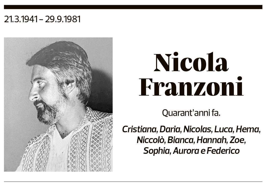 Annuncio funebre Nicola Franzoni