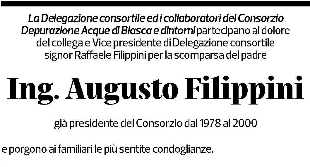 Annuncio funebre Augusto Filippini