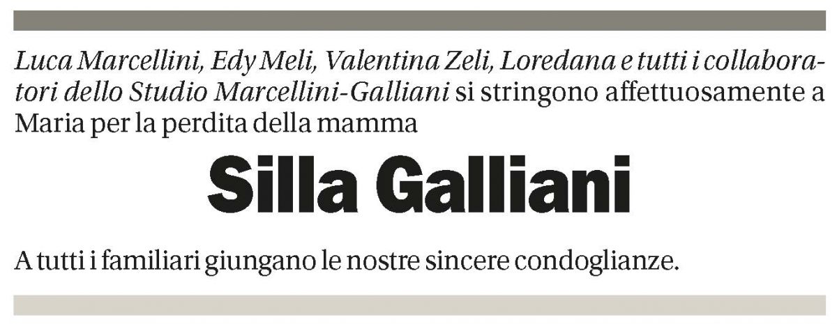 Annuncio funebre Silla Galliani