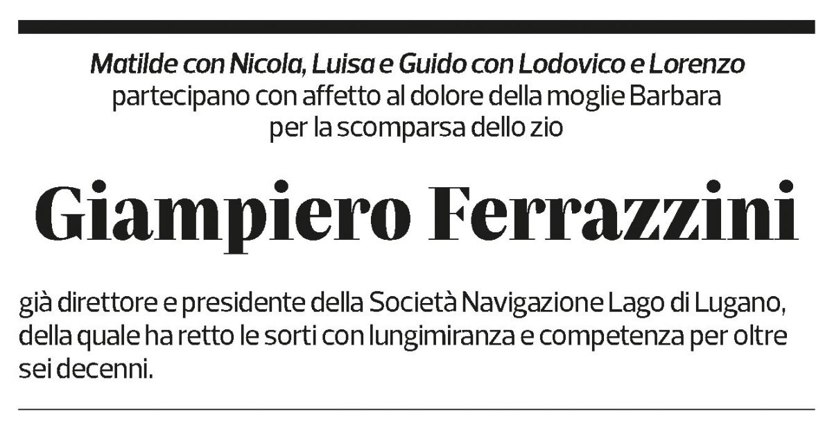 Annuncio funebre Giampiero Ferrazzini