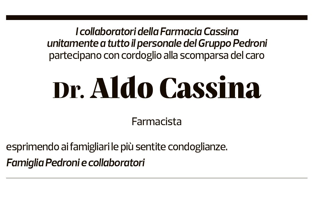 Annuncio funebre Aldo Cassina