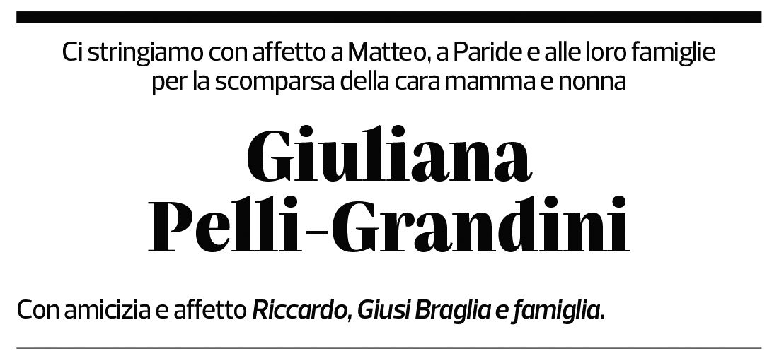 Annuncio funebre Giuliana Pelli-grandini