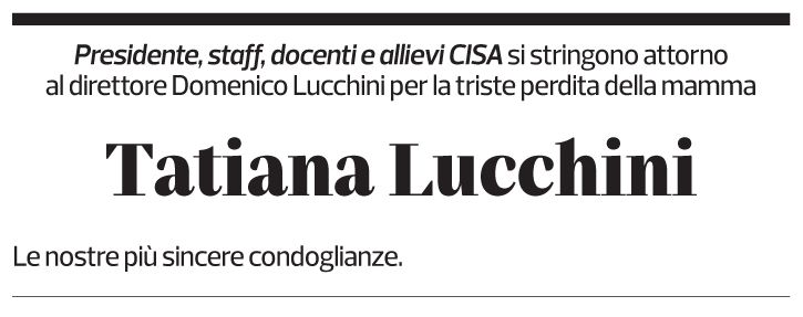 Annuncio funebre Tatiana Lucchini