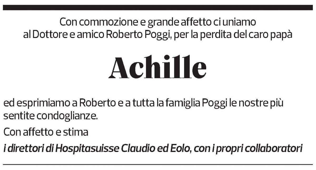 Annuncio funebre Achille (enzo) Poggi