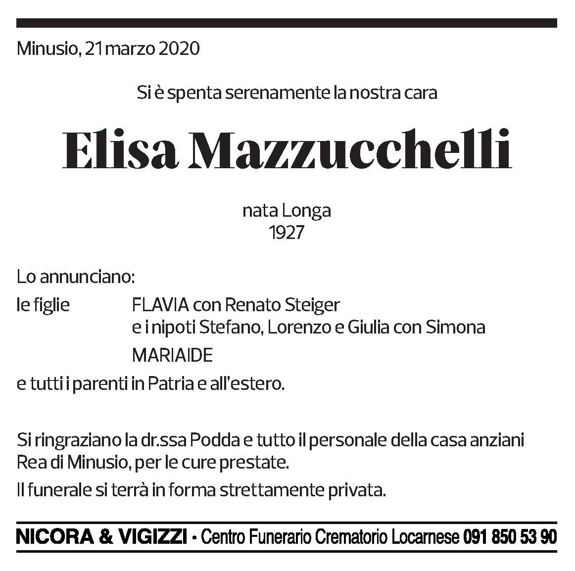 Annuncio funebre Elisa Mazzucchelli
