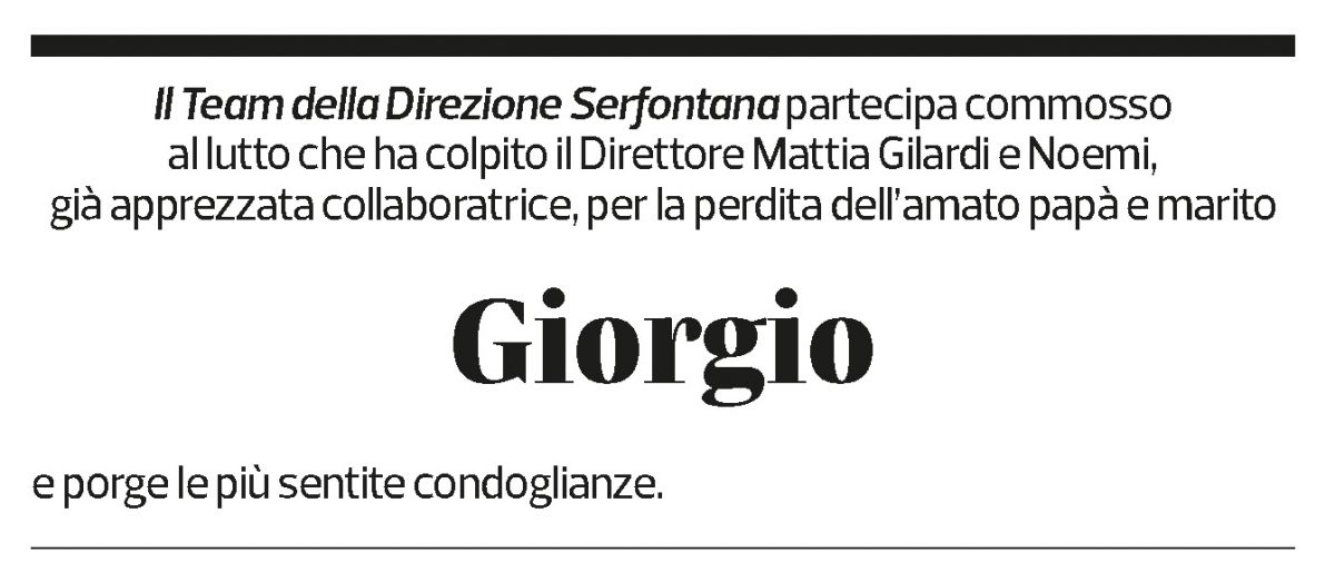 Annuncio funebre Giorgio Gilardi
