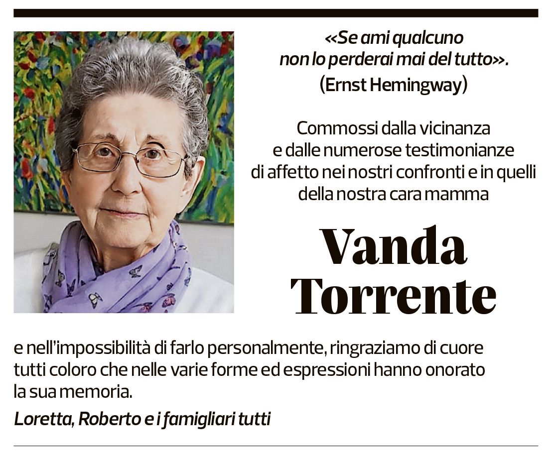 Annuncio funebre Vanda Torrente