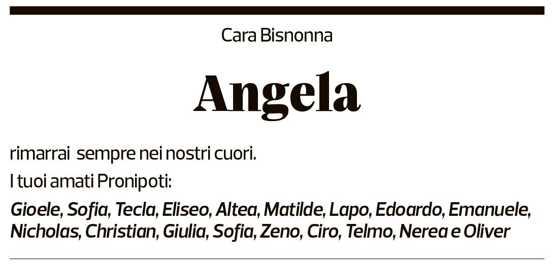 Annuncio funebre Angela Croce