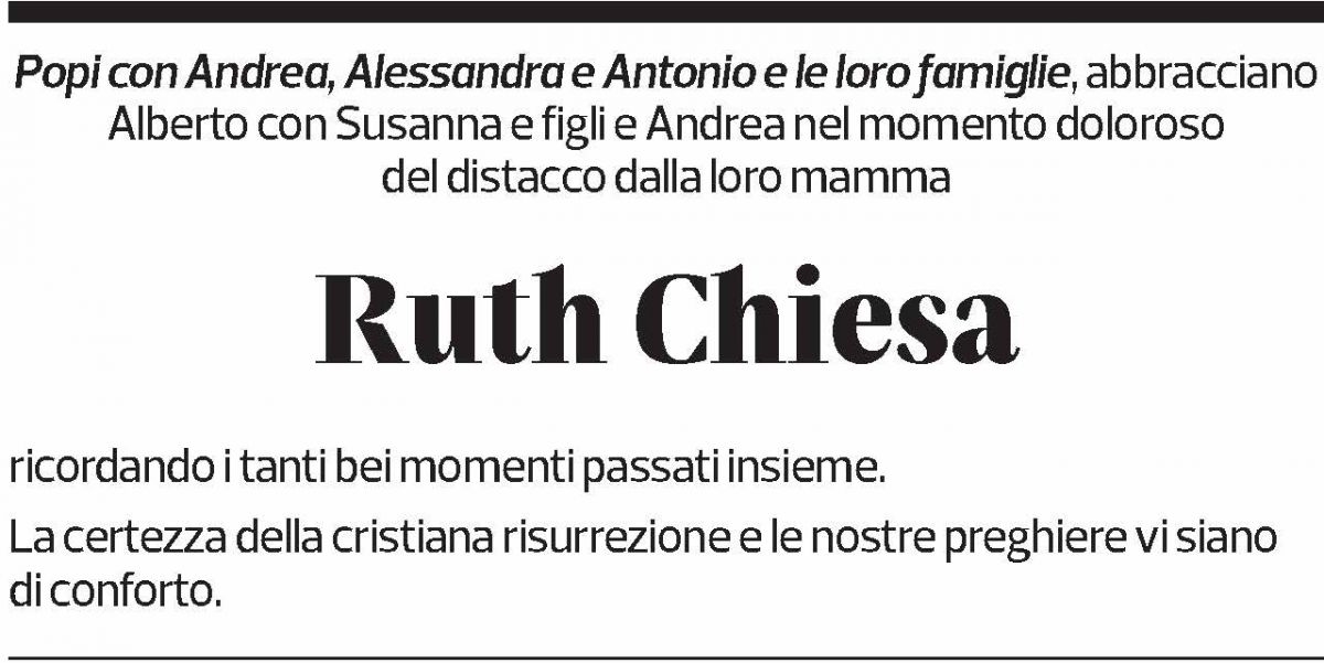 Annuncio funebre Ruth Chiesa