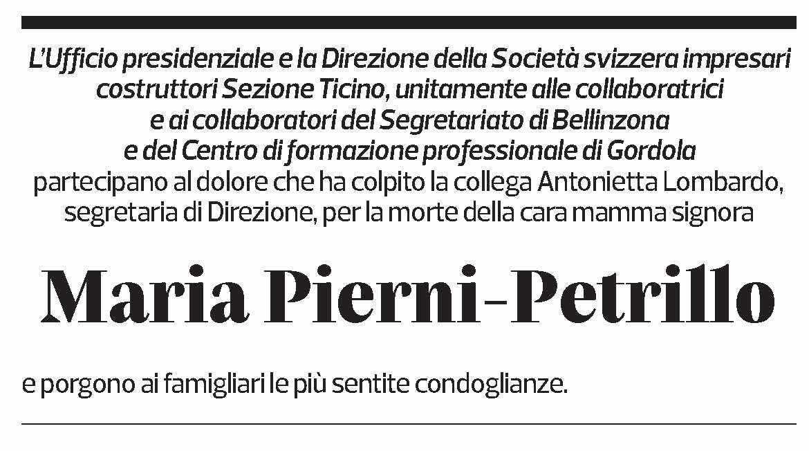 Annuncio funebre Maria Pierni-petrillo