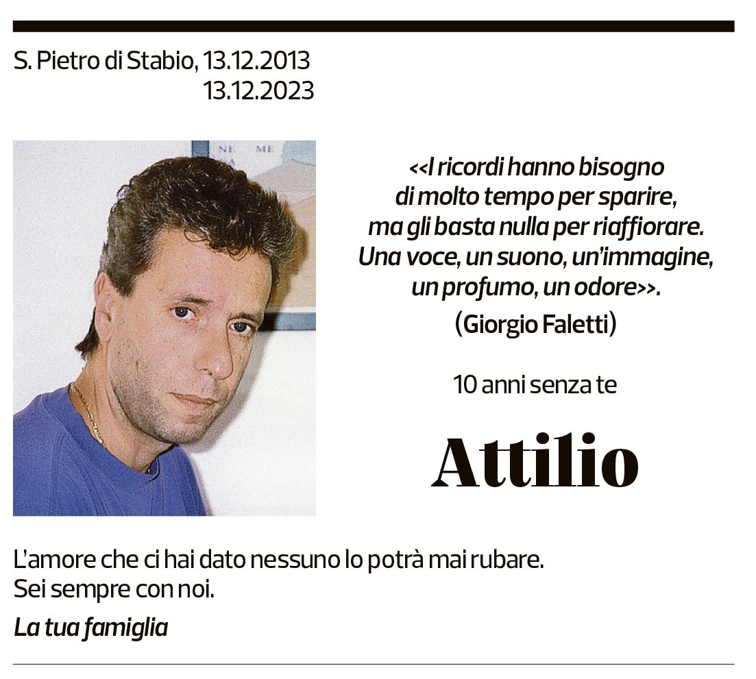 Annuncio funebre Attilio 