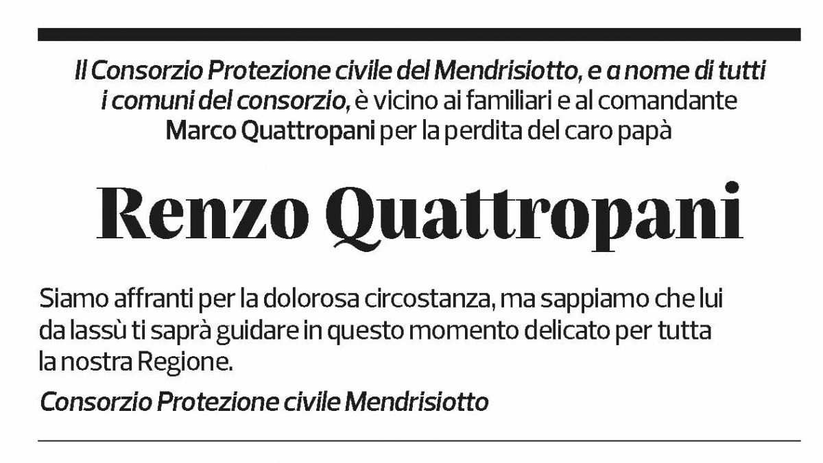 Annuncio funebre Renzo Quattropani