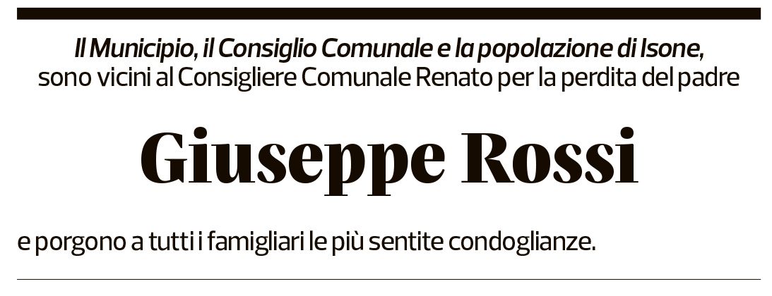 Annuncio funebre Giuseppe Rossi