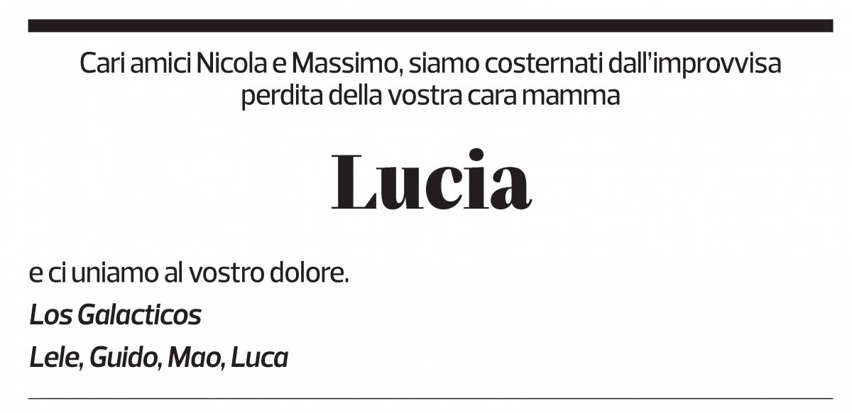 Annuncio funebre Lucia D'occhio