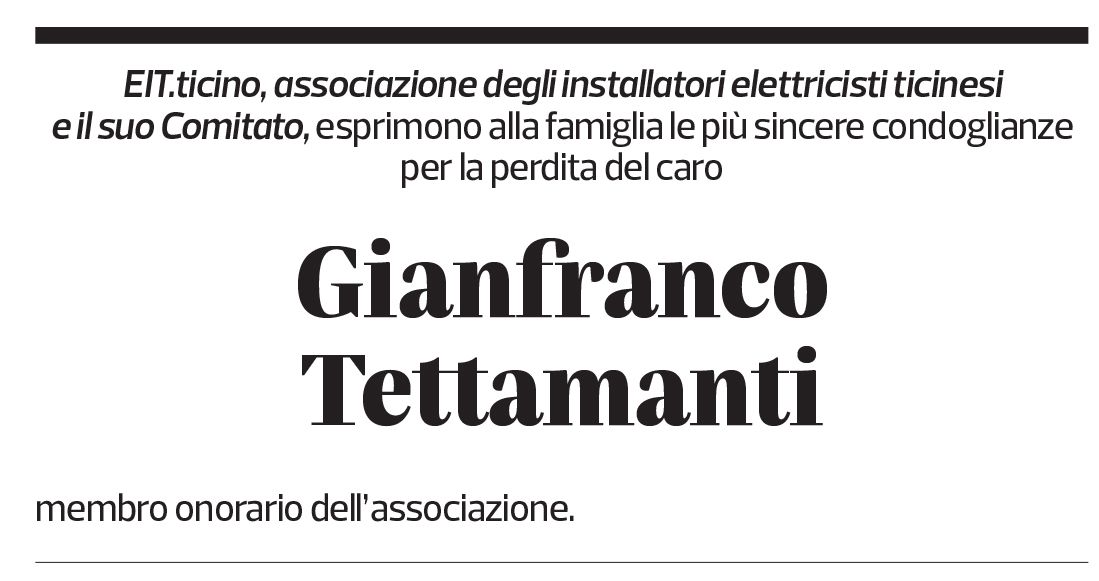 Annuncio funebre Gianfranco Tettamanti