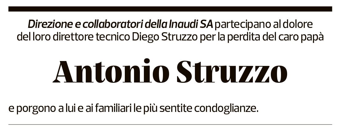 Annuncio funebre Antonio Struzzo