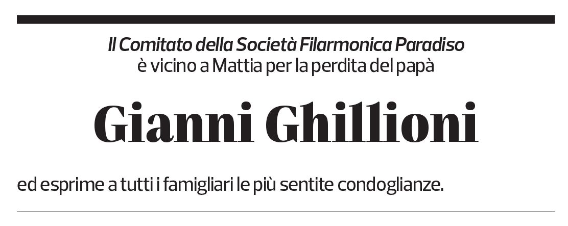 Annuncio funebre Gianni Ghillioni