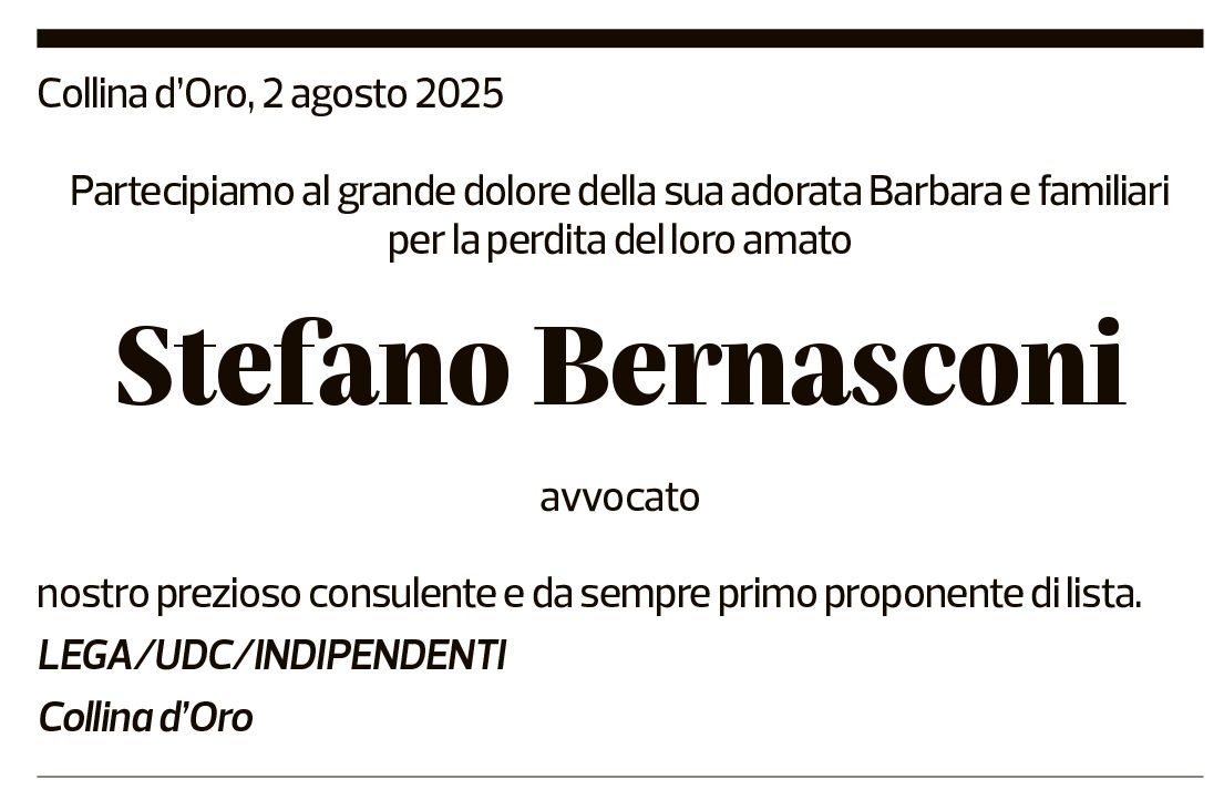 Annuncio funebre Stefano Bernasconi
