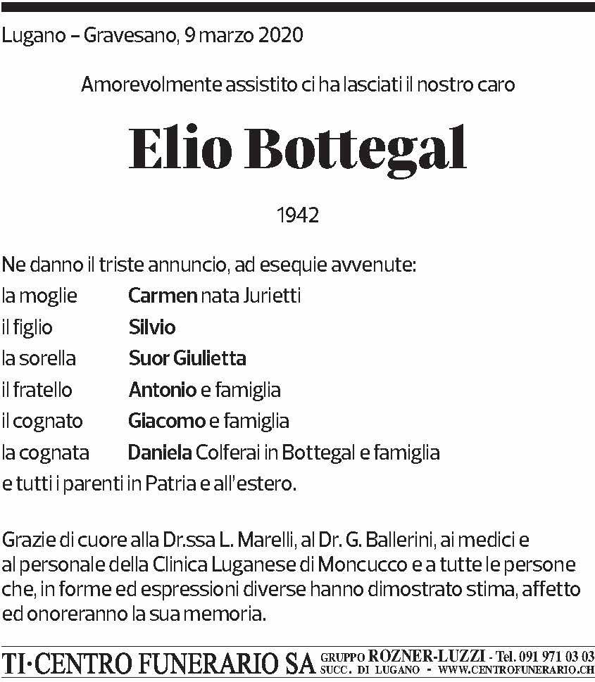Annuncio funebre Elio Bottegal
