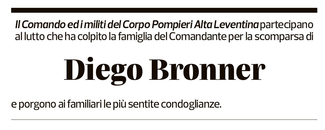 Annuncio funebre Diego Bronner