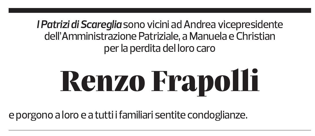 Annuncio funebre Renzo Frapolli