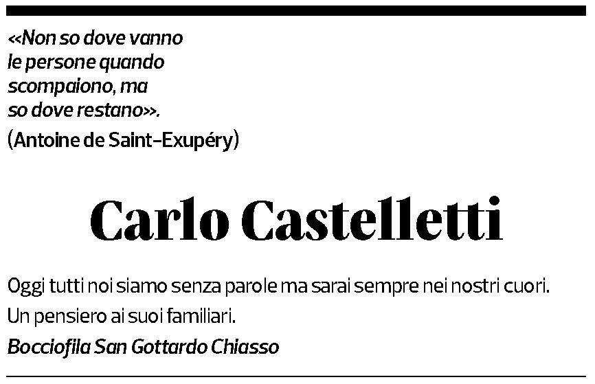 Annuncio funebre Carlo Castelletti