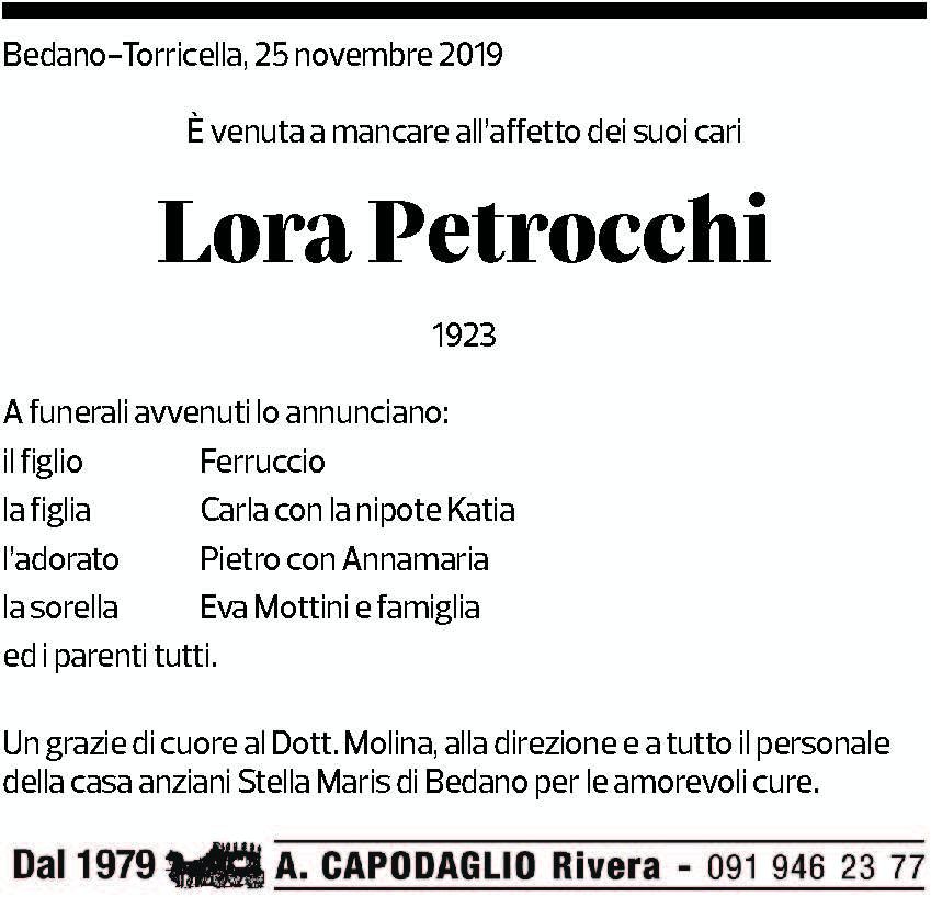 Annuncio funebre Lora Petrocchi