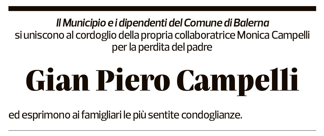 Annuncio funebre Gian Piero Campelli