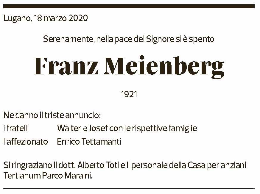 Annuncio funebre Franz Meienberg
