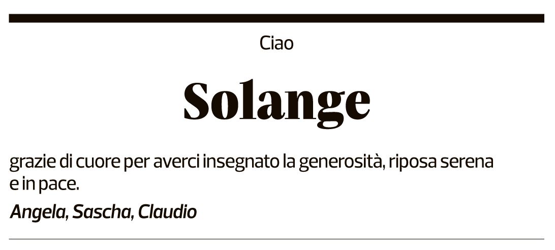 Annuncio funebre Solange 