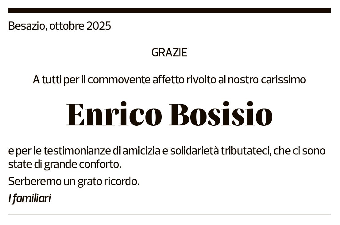 Annuncio funebre Enrico Bosisio