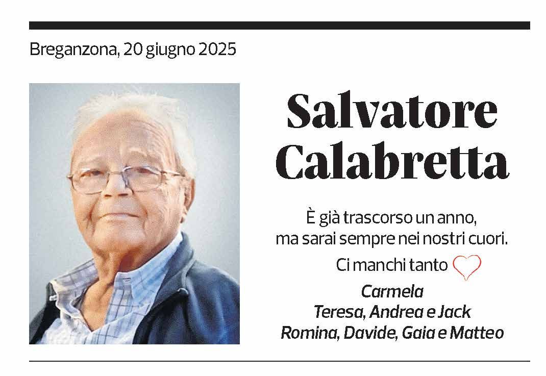 Annuncio funebre Salvatore Calabretta