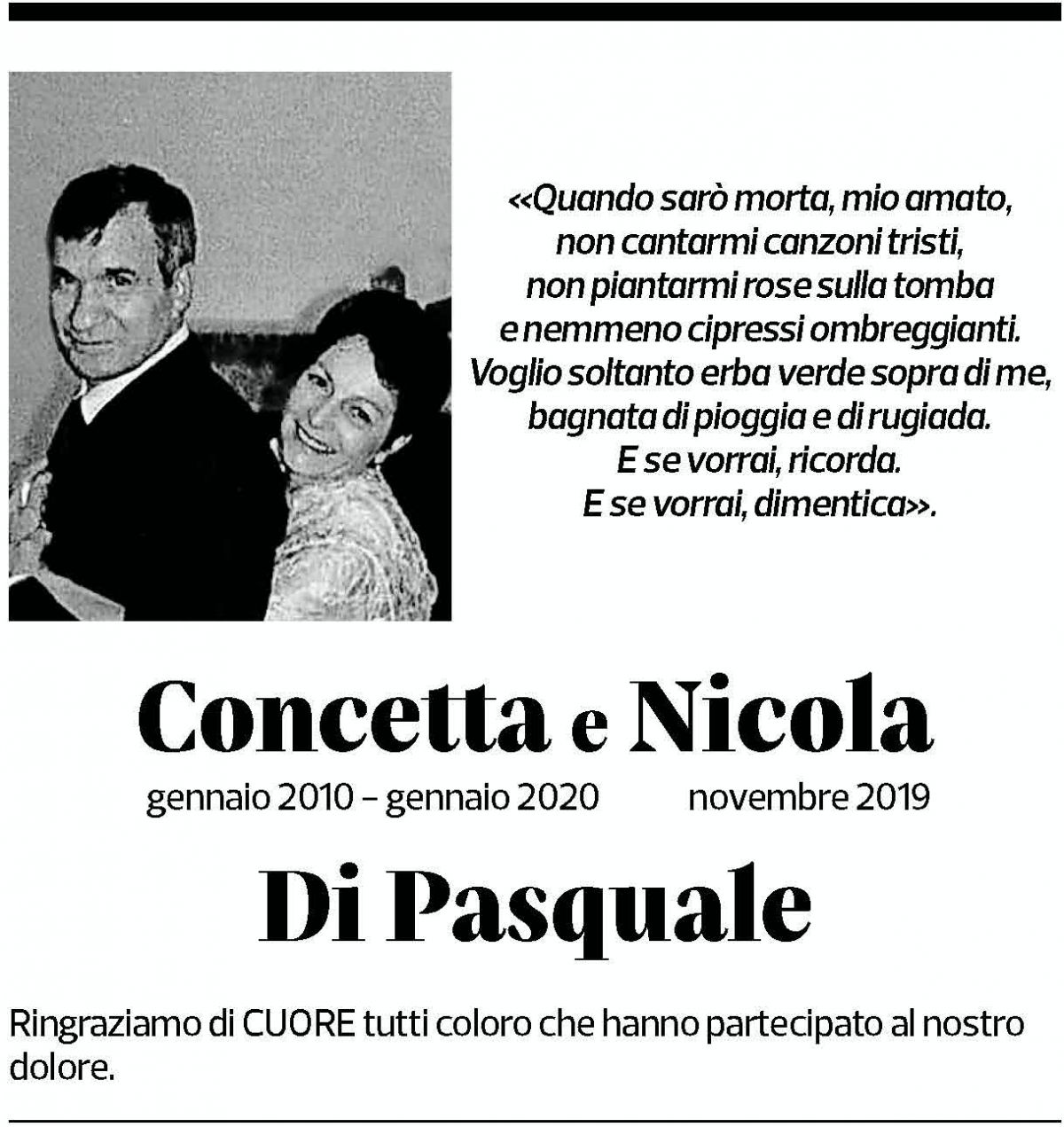 Annuncio funebre Concetta E Nicola Di Pasquale