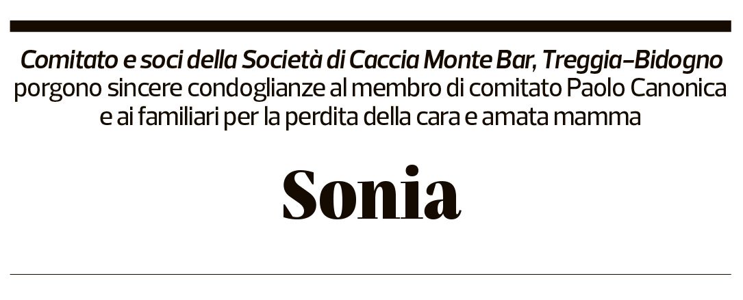 Annuncio funebre Sonia Canonica