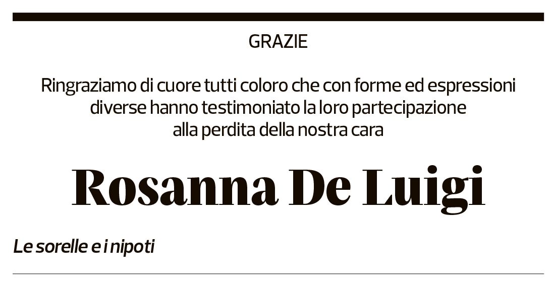 Annuncio funebre Rosanna De Luigi