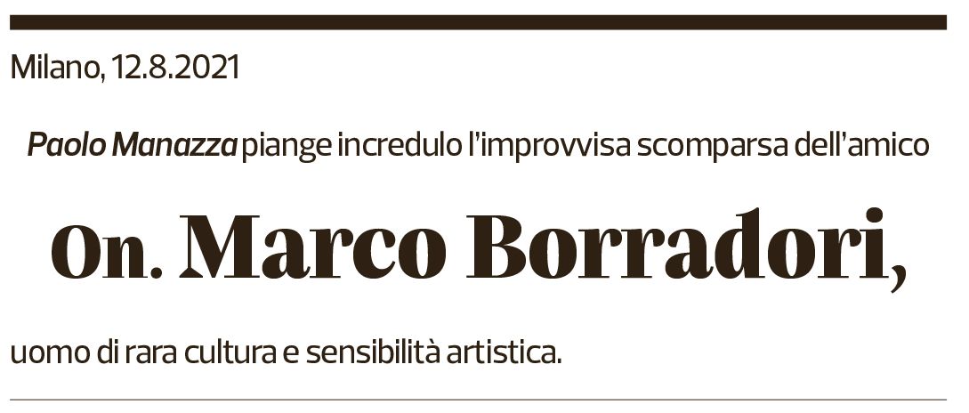 Annuncio funebre Marco Borradori