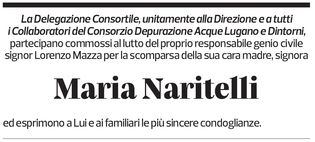 Annuncio funebre Maria Naritelli