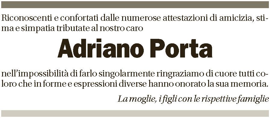 Annuncio funebre Antonio Porta