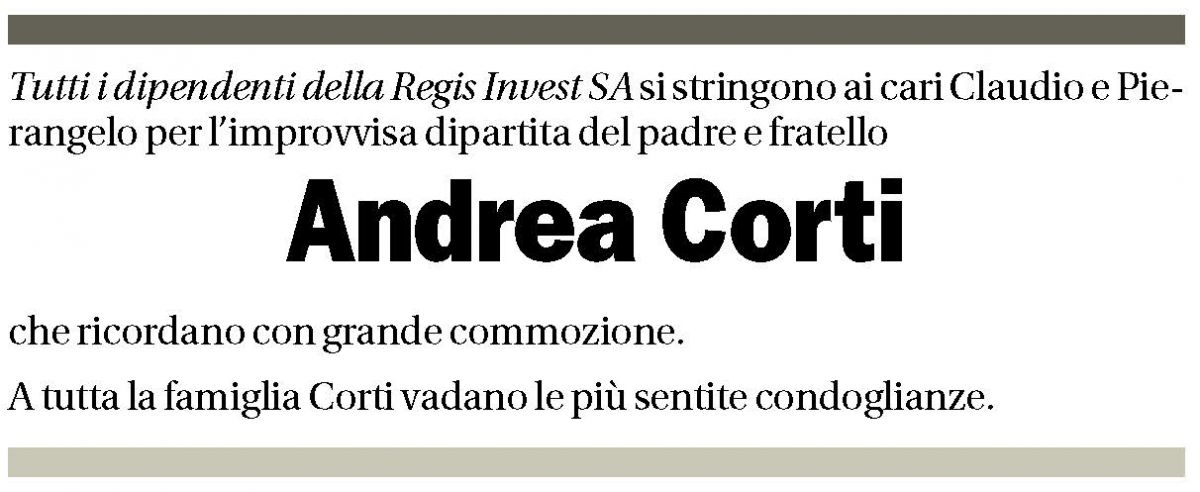Annuncio funebre Andrea Corti