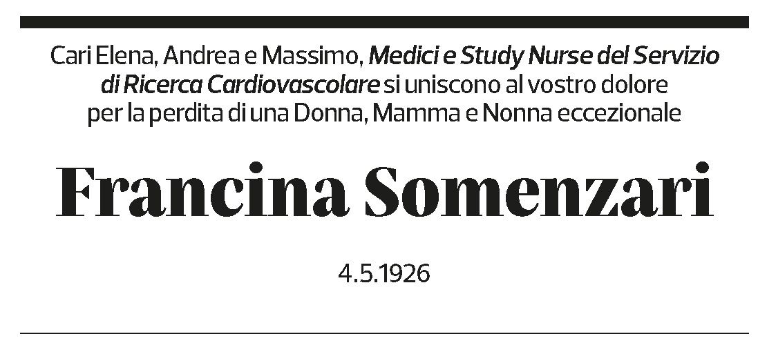 Annuncio funebre Francina Somenzari