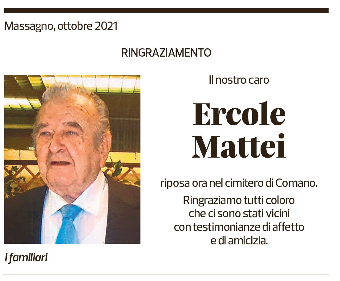 Annuncio funebre Ercole Mattei