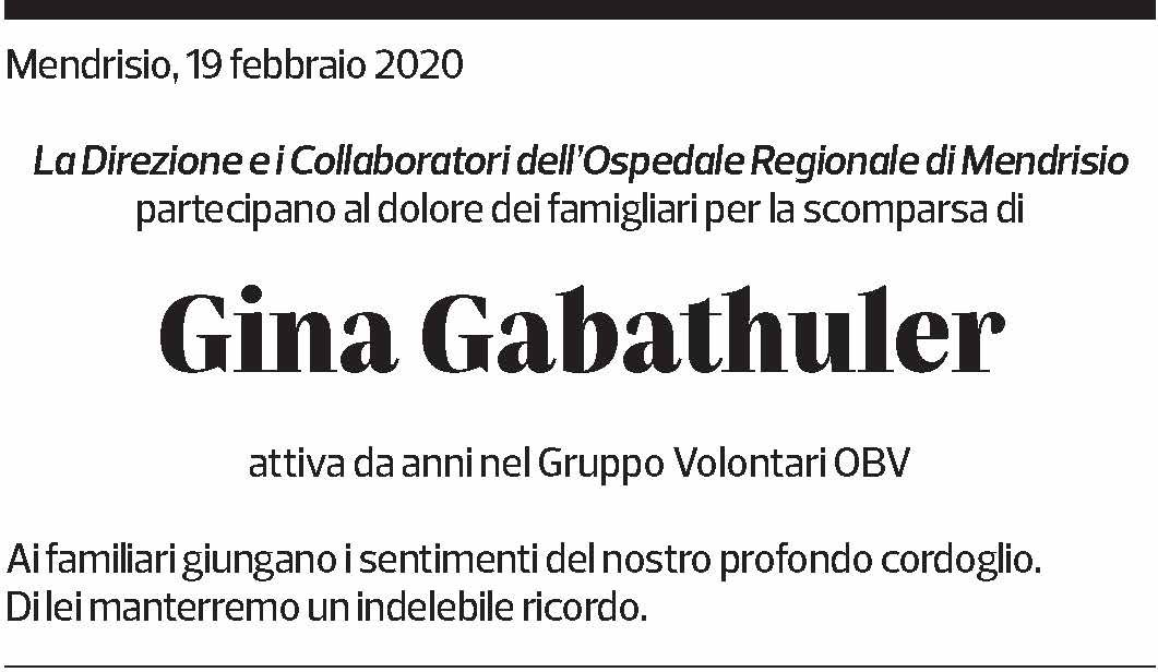 Annuncio funebre Gina Gabathuler