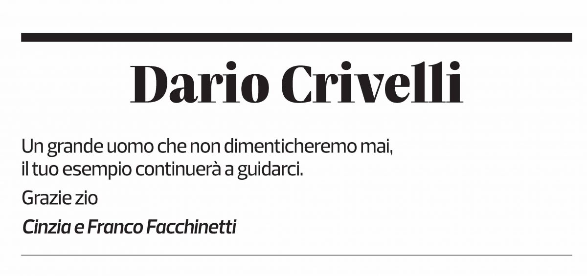 Annuncio funebre Dario Crivelli