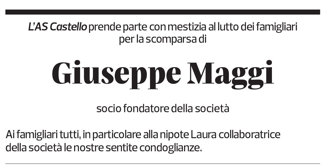 Annuncio funebre Giuseppe Maggi