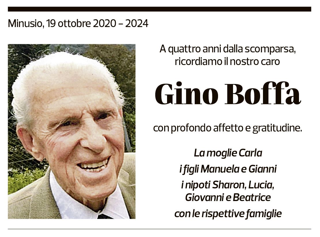 Annuncio funebre Gino Boffa