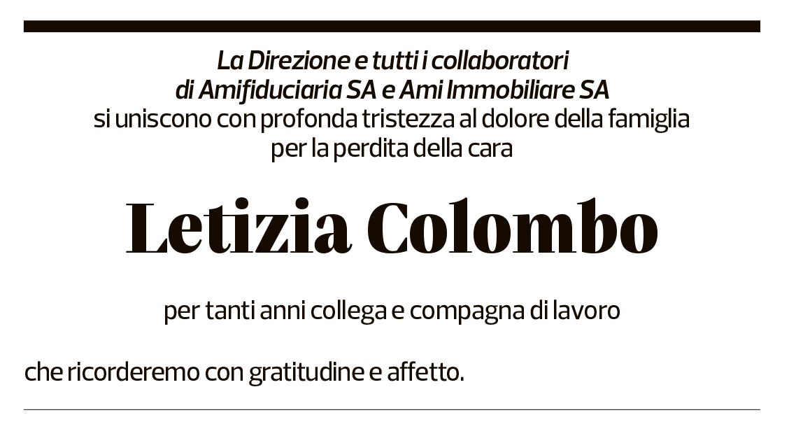 Annuncio funebre Letizia Heiz Colombo