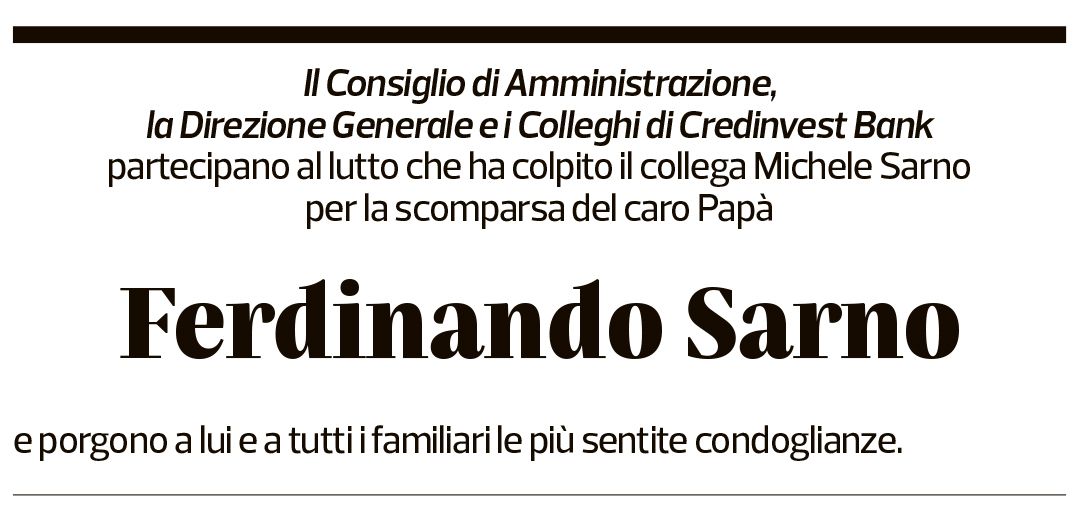 Annuncio funebre Ferdinando Sarno