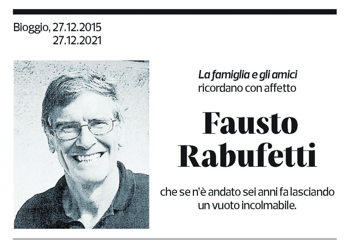 Annuncio funebre Fausto Rabufetti