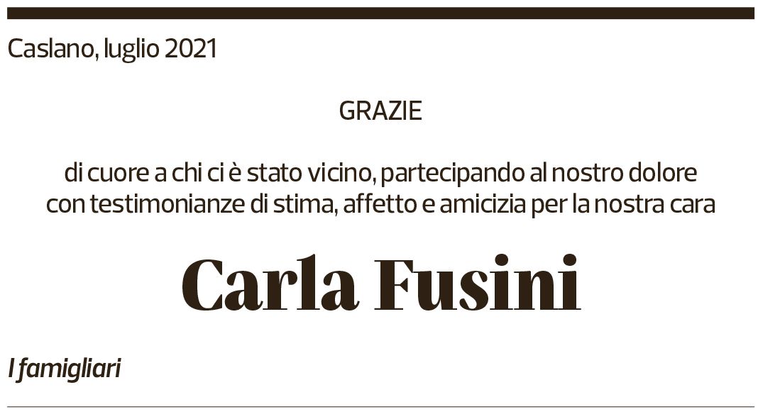 Annuncio funebre Carla Fusini